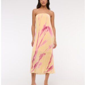 Abercrombie The A&F Giselle Pleat Release Midi Dress - Size Small - Sunny Yellow